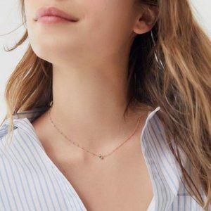Urban Outfitters Georgie Delicate Short Necklace With Tiny Green Pendant Charm